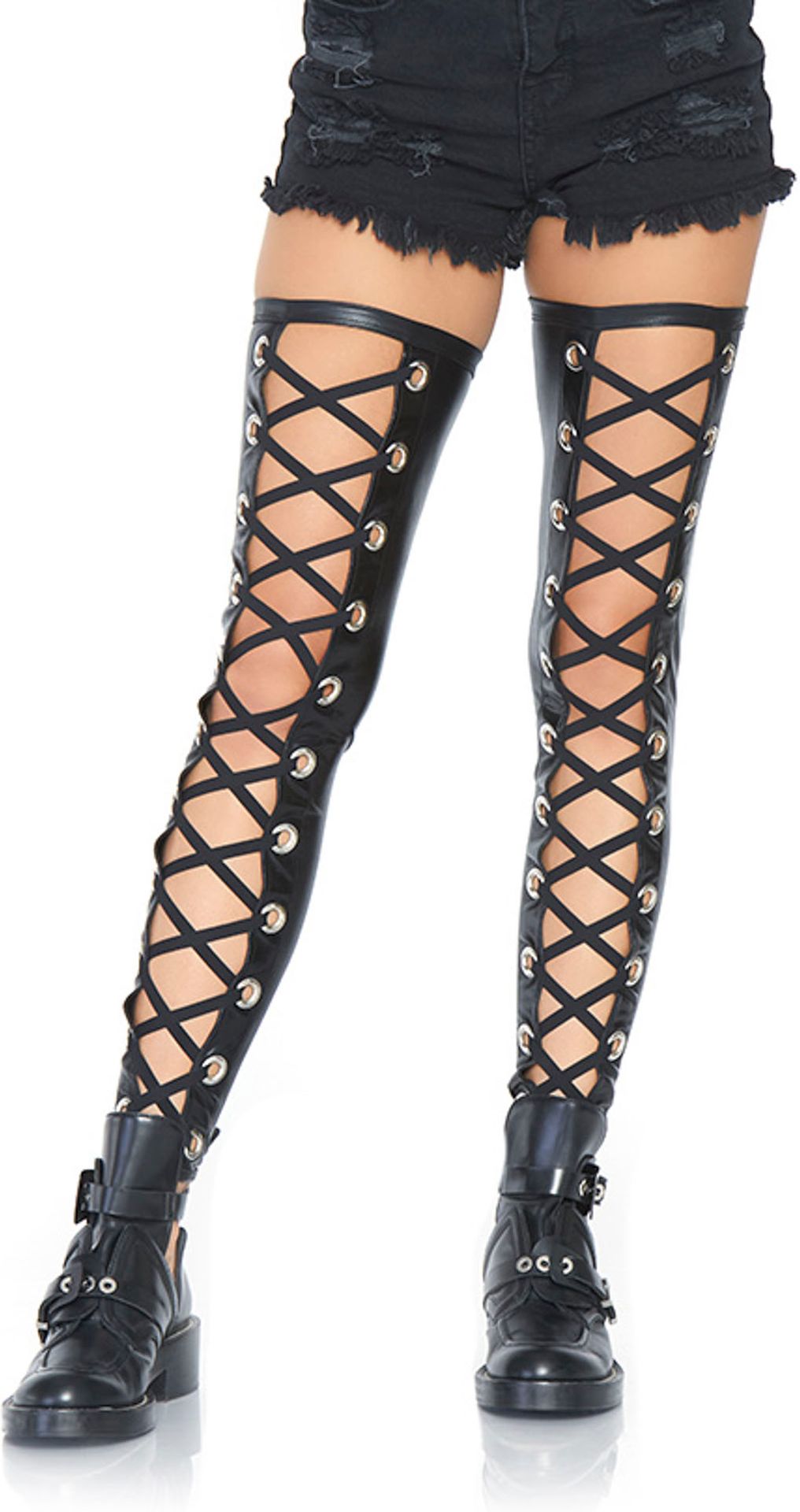 Punker Zwarte Wetlook Kousen