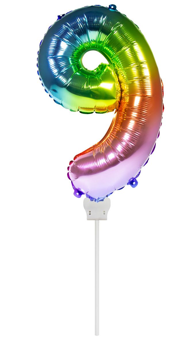Rainbow folieballon cijfer 9