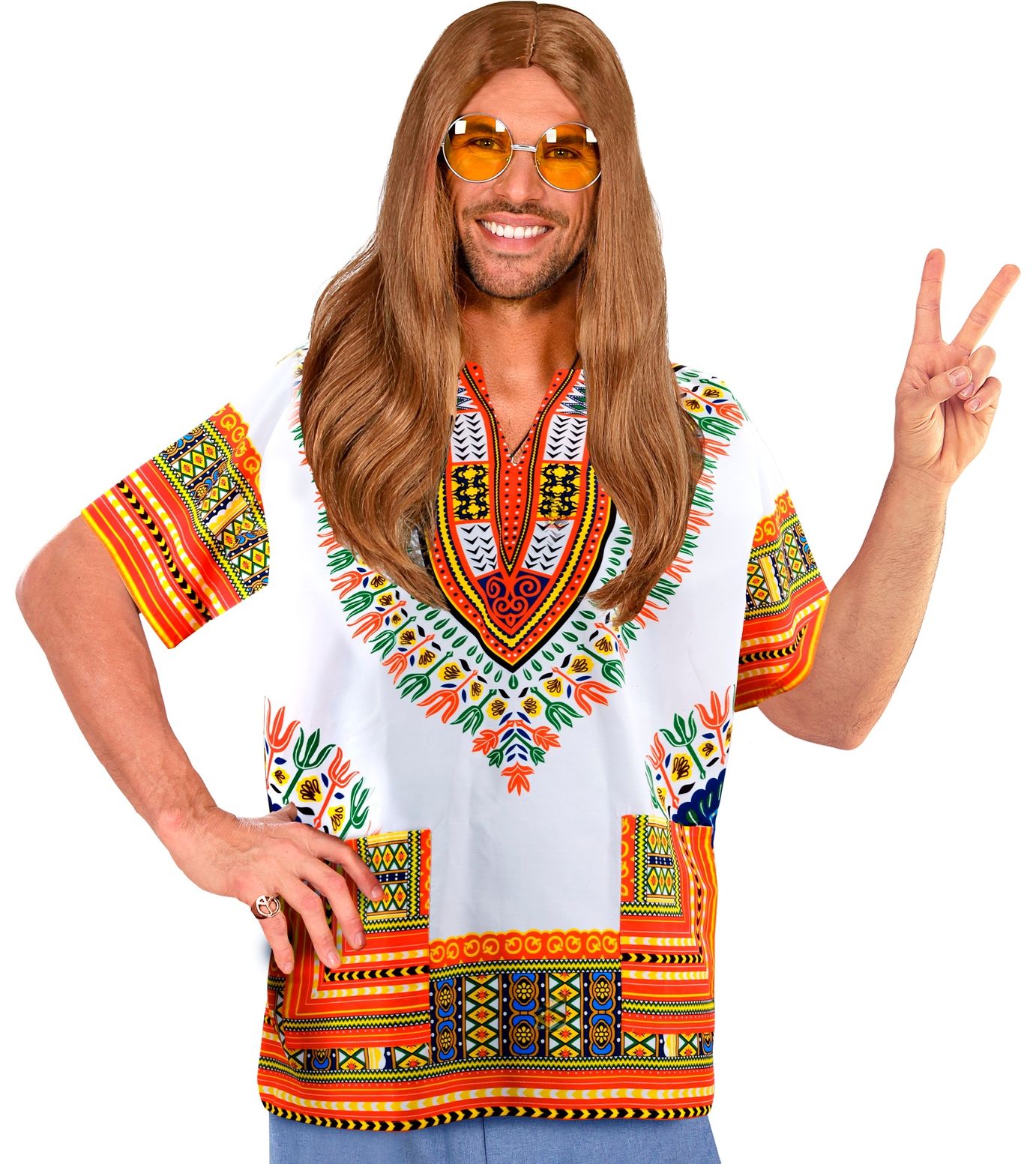 Rasta hippie shirt heren wit