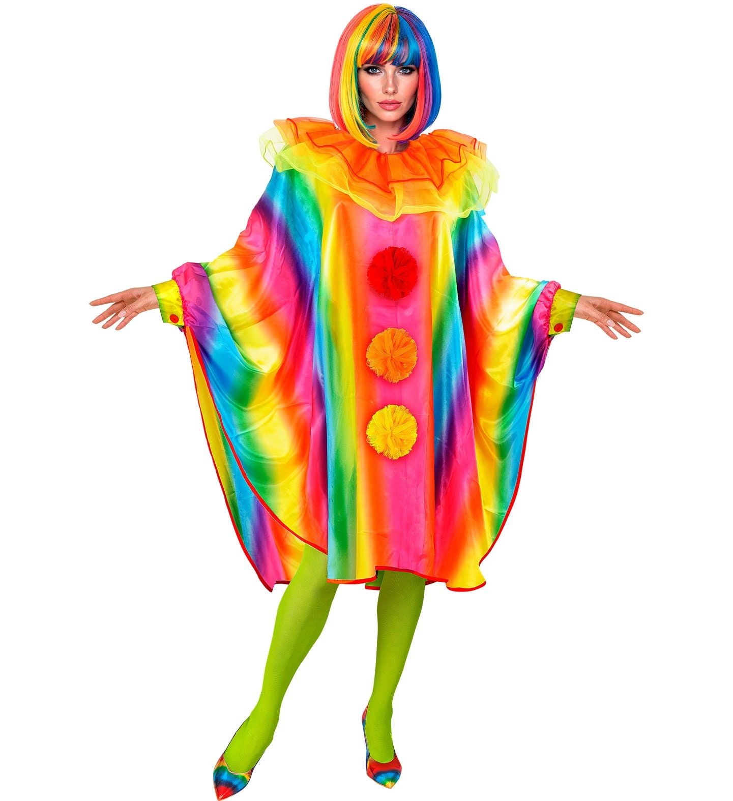 Regenboog Clown Poncho Dames