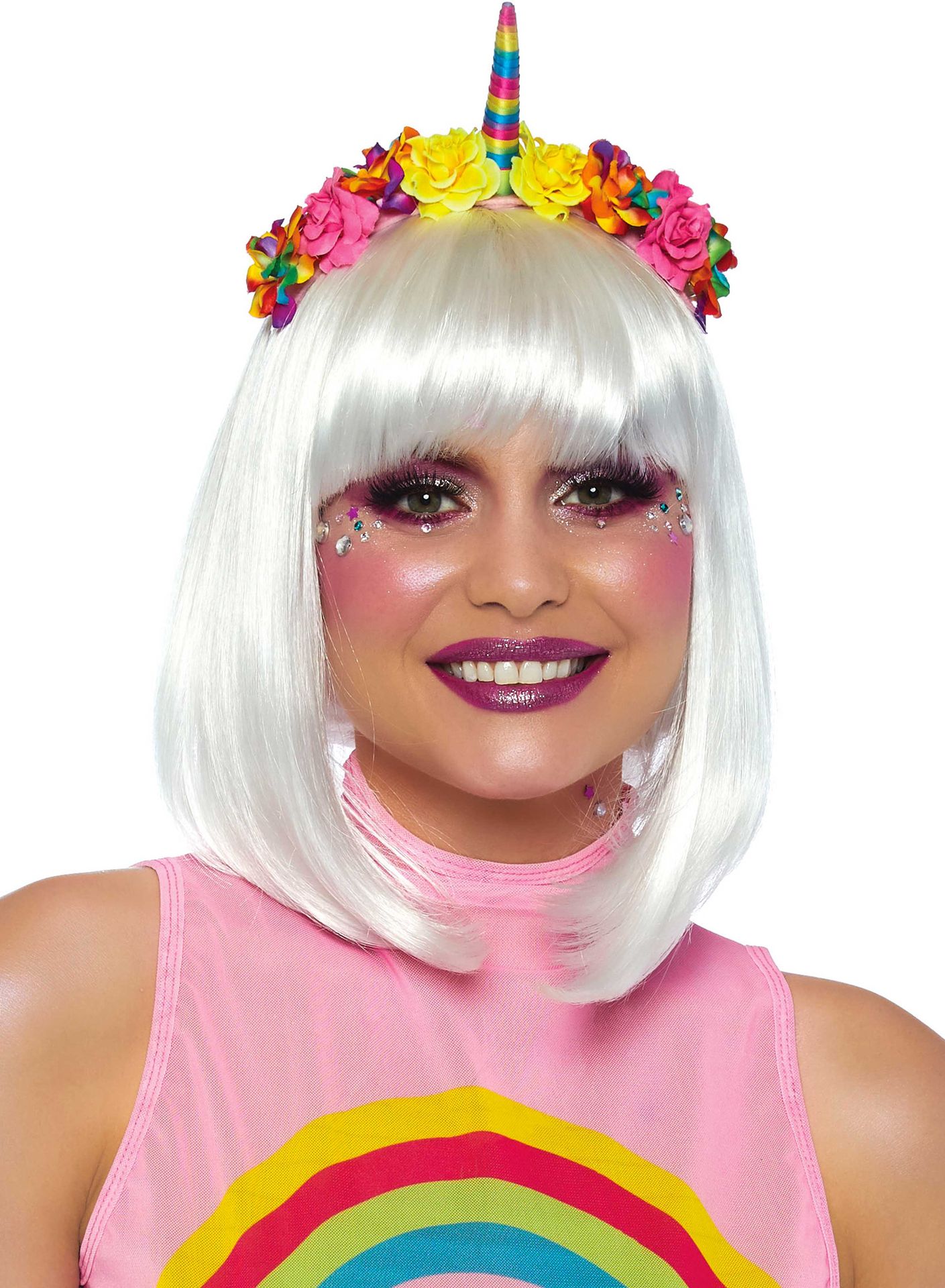 Regenboog Eenhoorn Haarband met Bloemen