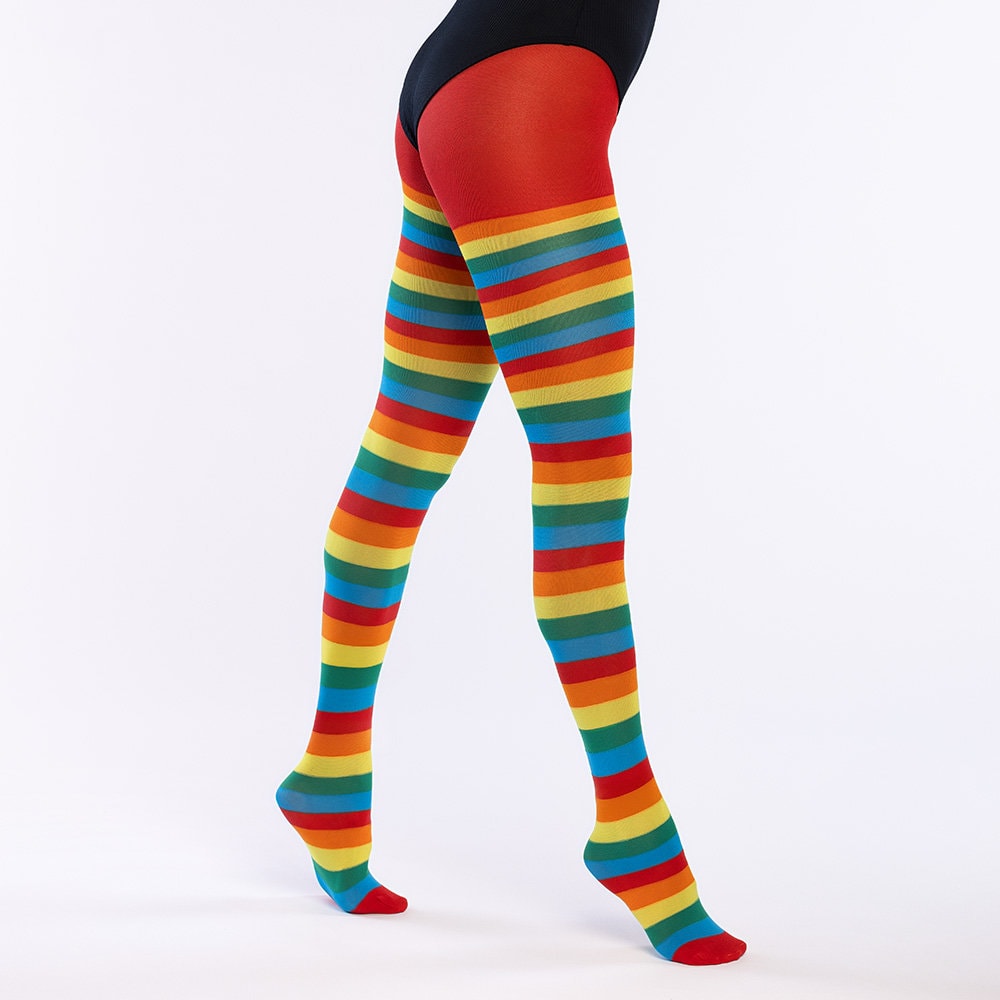 Regenboog Gestreepte Dames Panty Carnaval