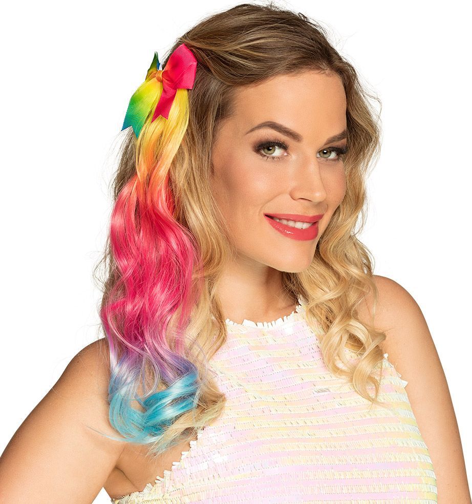 Regenboog Haar Extension met Strik