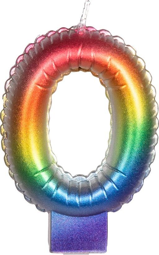 Regenboog Kaars Cijfer 0
