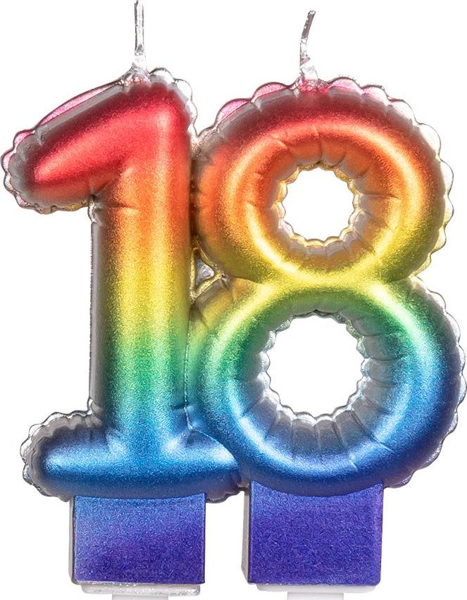 Regenboog Kaars Cijfer 18