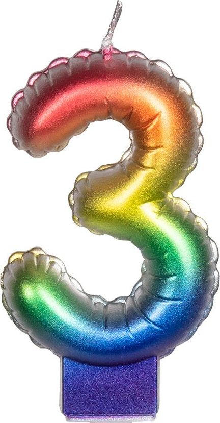 Regenboog Kaars Cijfer 3