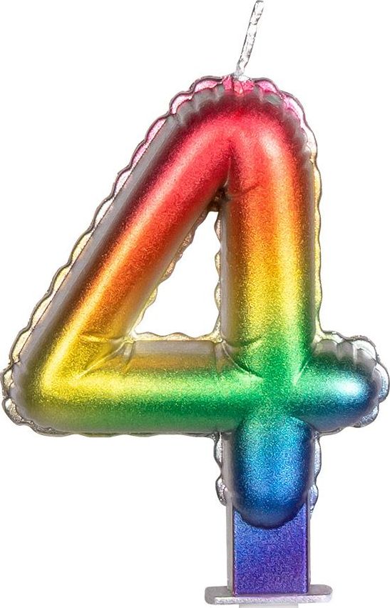 Regenboog Kaars Cijfer 4