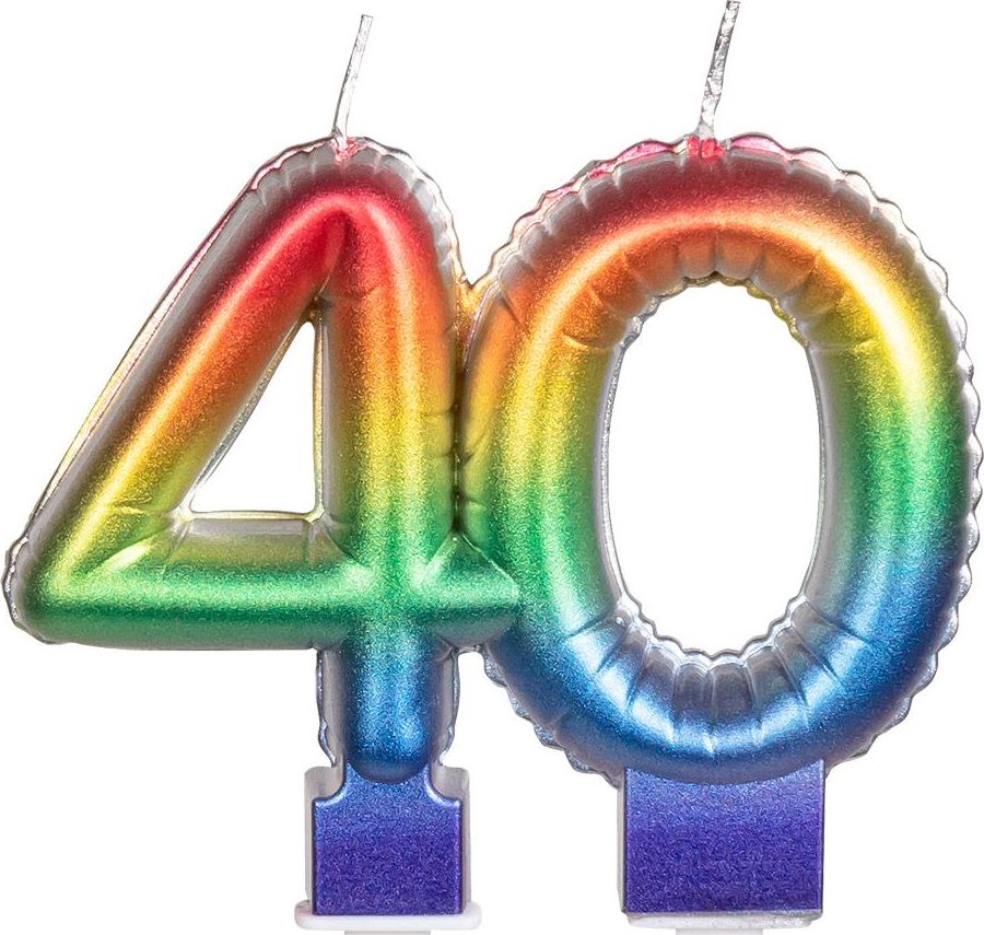 Regenboog Kaars Cijfer 40