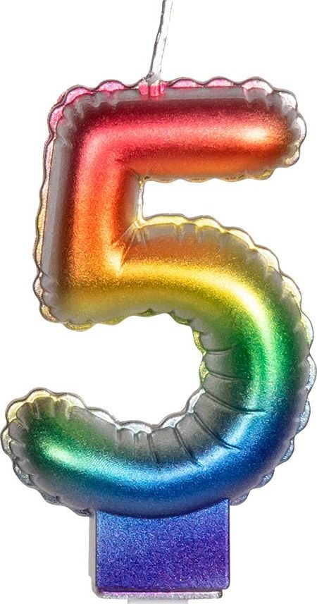 Regenboog Kaars Cijfer 5