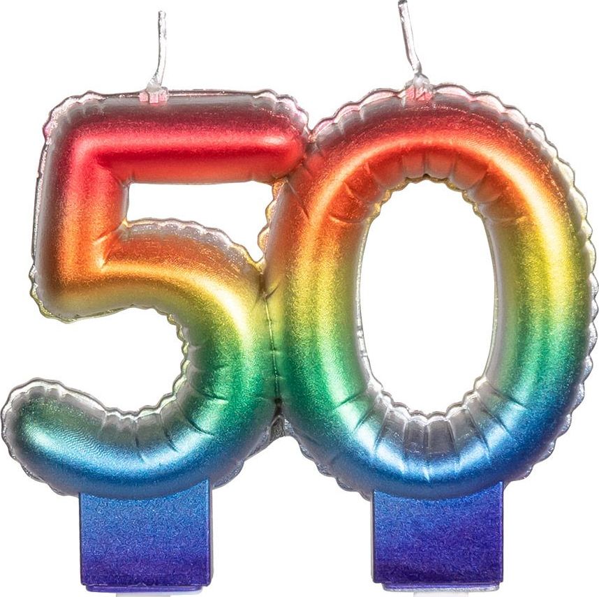 Regenboog Kaars Cijfer 50