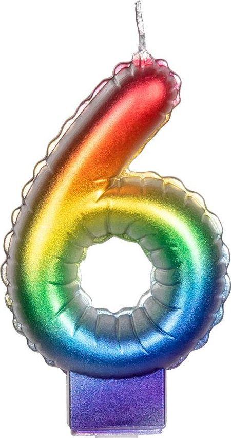 Regenboog Kaars Cijfer 6