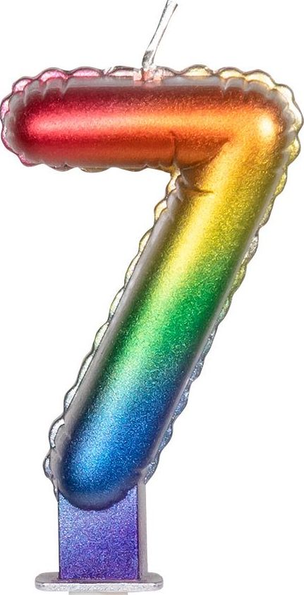 Regenboog Kaars Cijfer 7