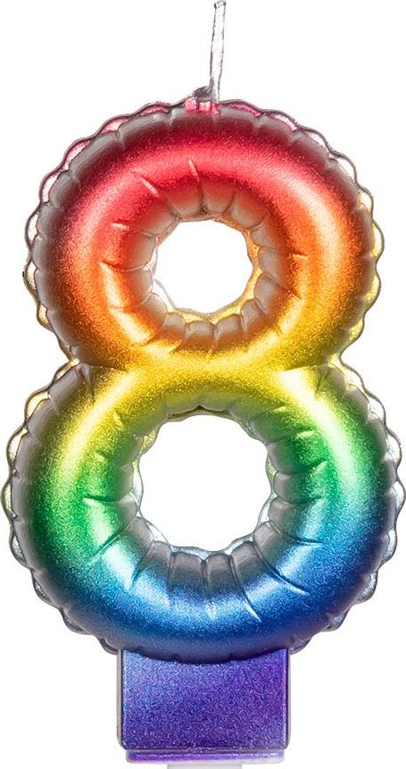 Regenboog Kaars Cijfer 8