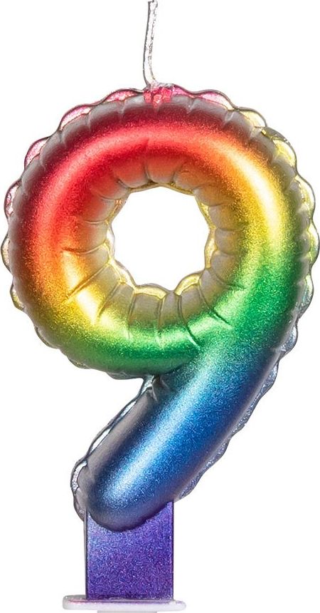 Regenboog Kaars Cijfer 9