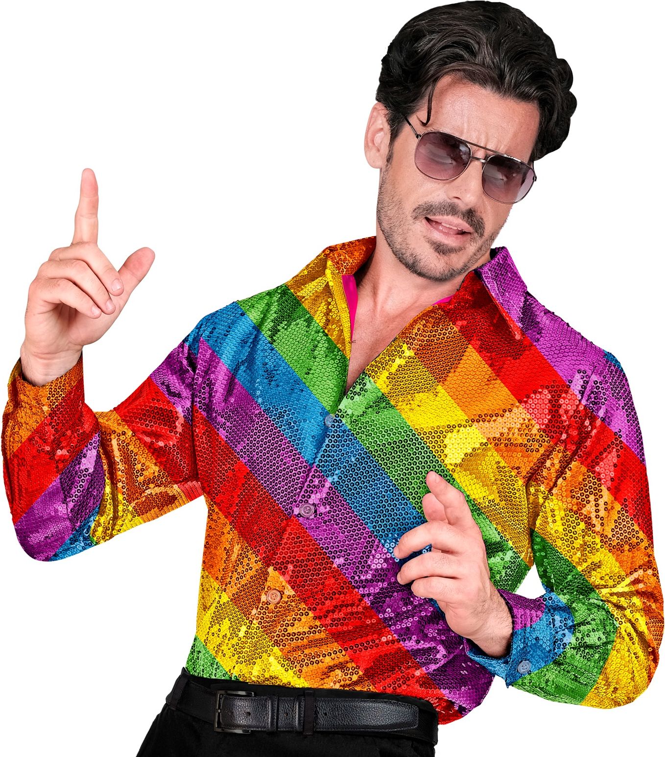 Regenboog Pailletten Blouse Heren