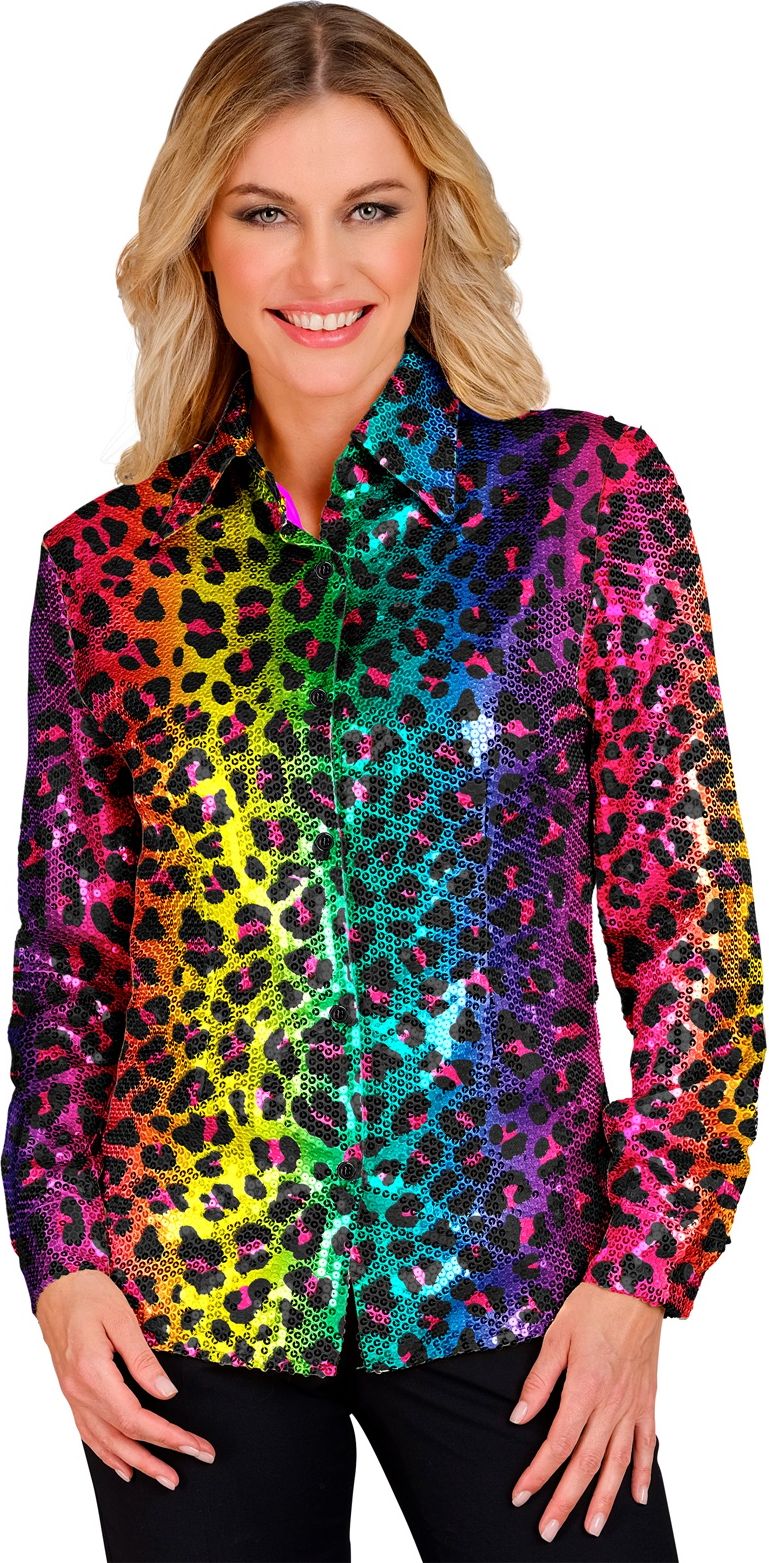 Regenboog panter blouse dames