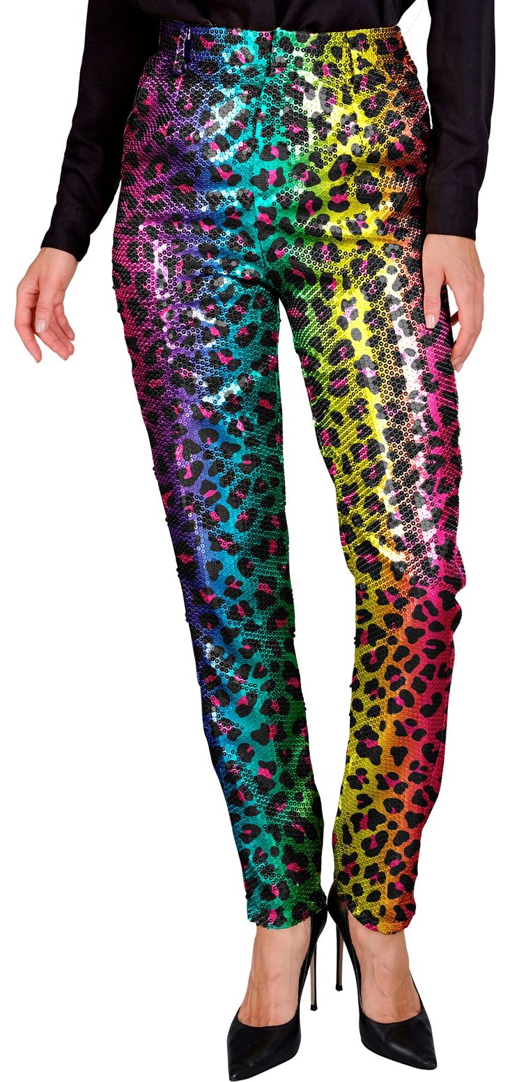Regenboog Panter Pailletten Broek Dames