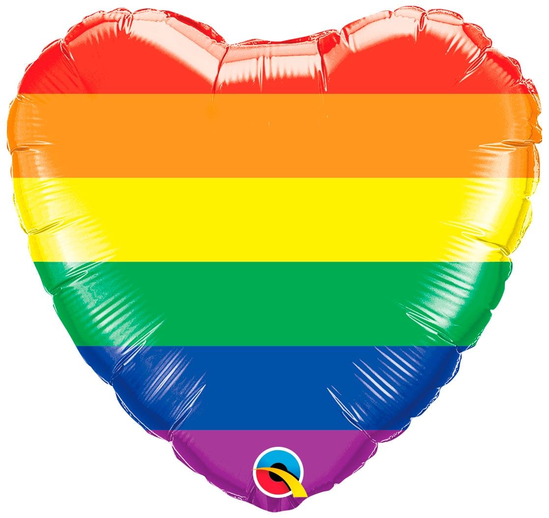 Regenboog pride hartvormig folieballon
