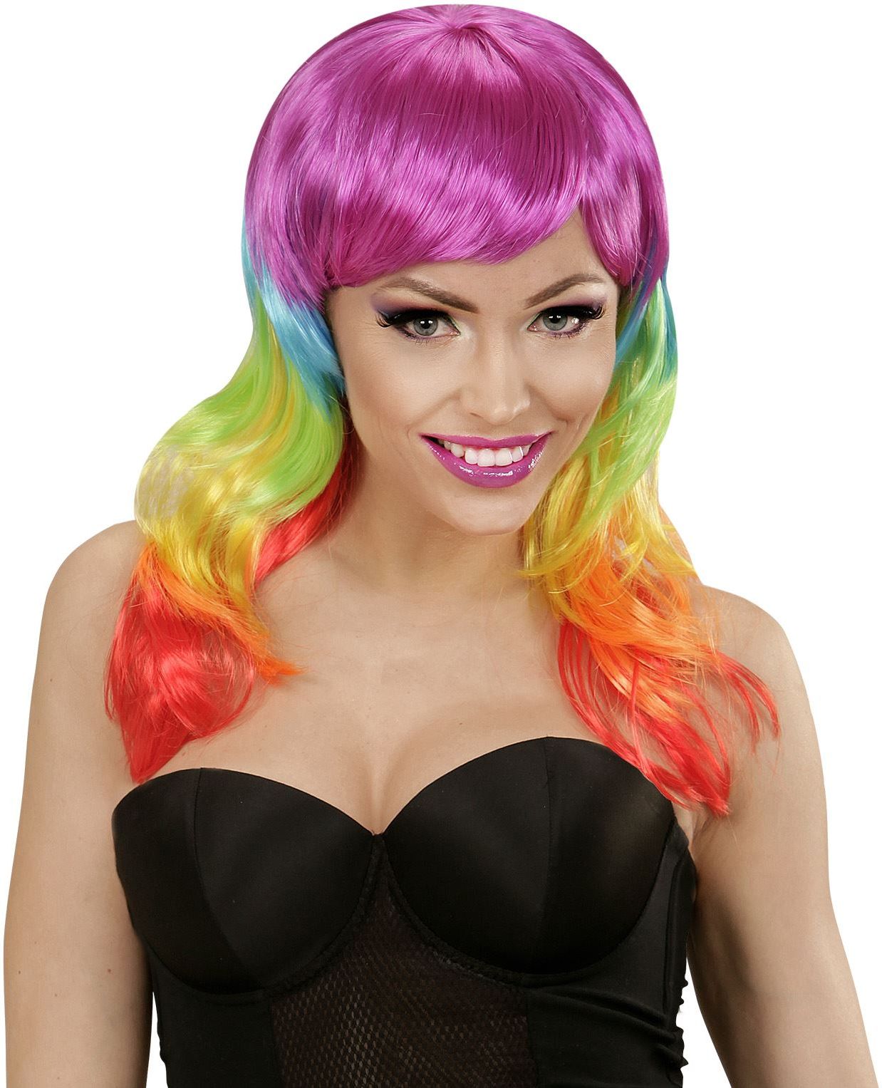 Regenboog Pruik Lang Haar