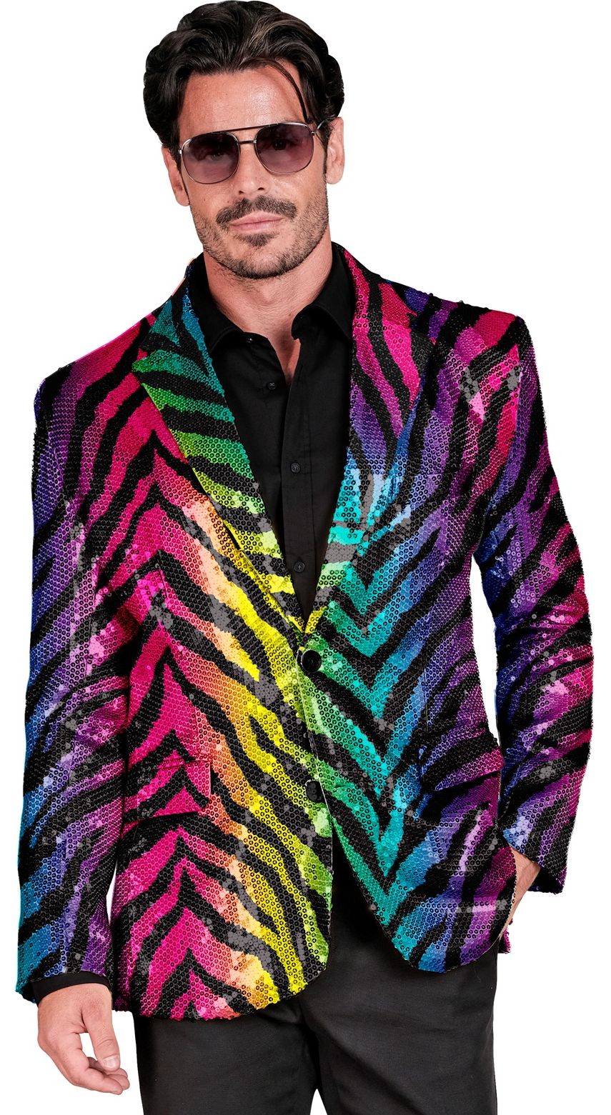 Regenboog Tijger Pailletten Colbert Heren