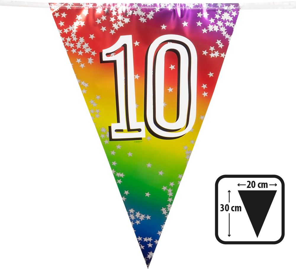 Regenboog vlaggetjes cijfer 10