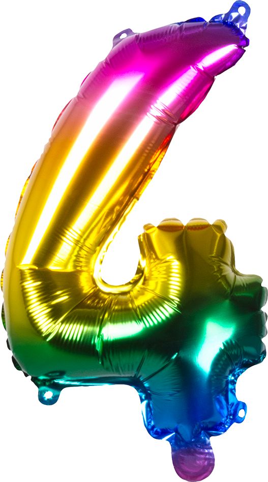 Regenboogkleurige folieballon cijfer 4