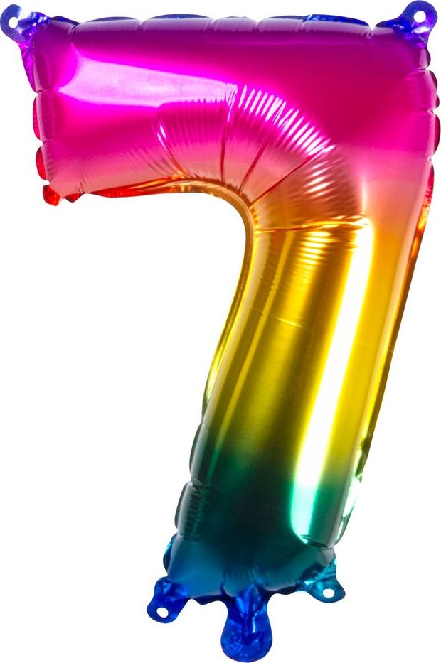 Regenboogkleurige Folieballon Cijfer 7