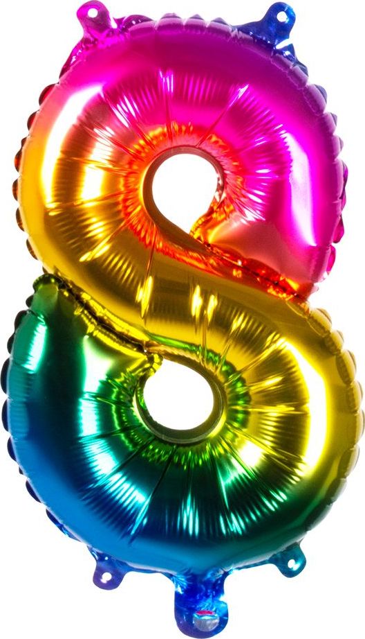 Regenboogkleurige Folieballon Cijfer 8