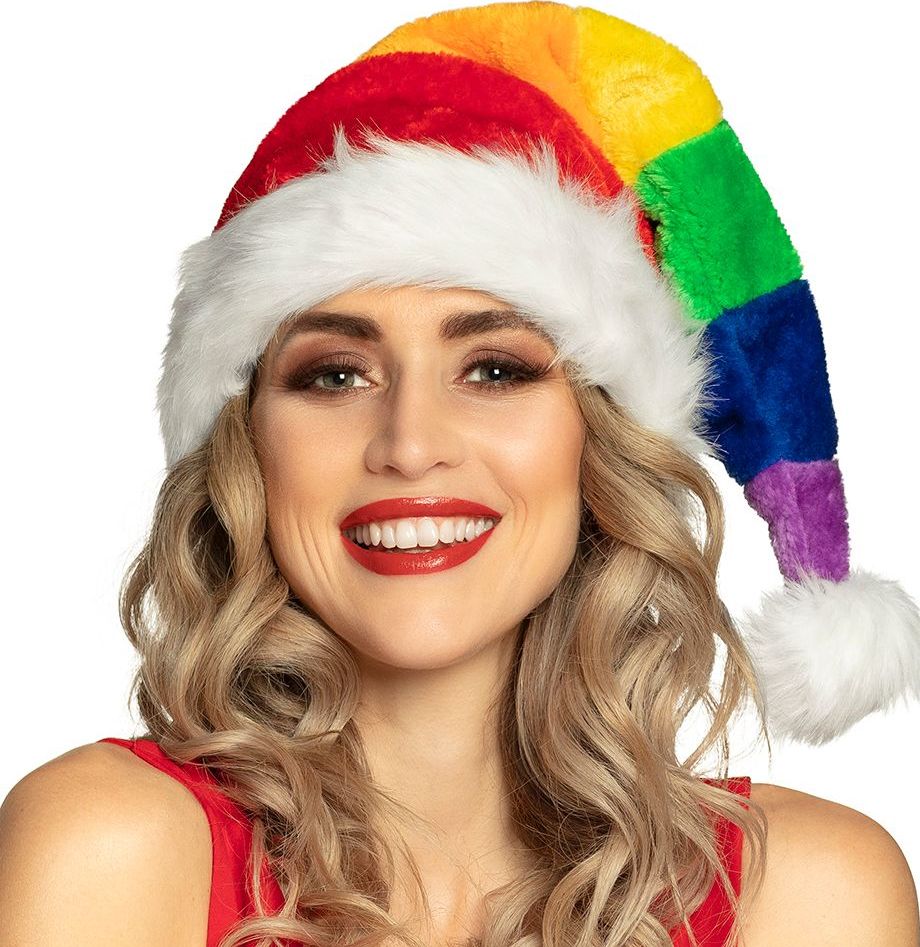Regenboogkleurige Kerstman Muts