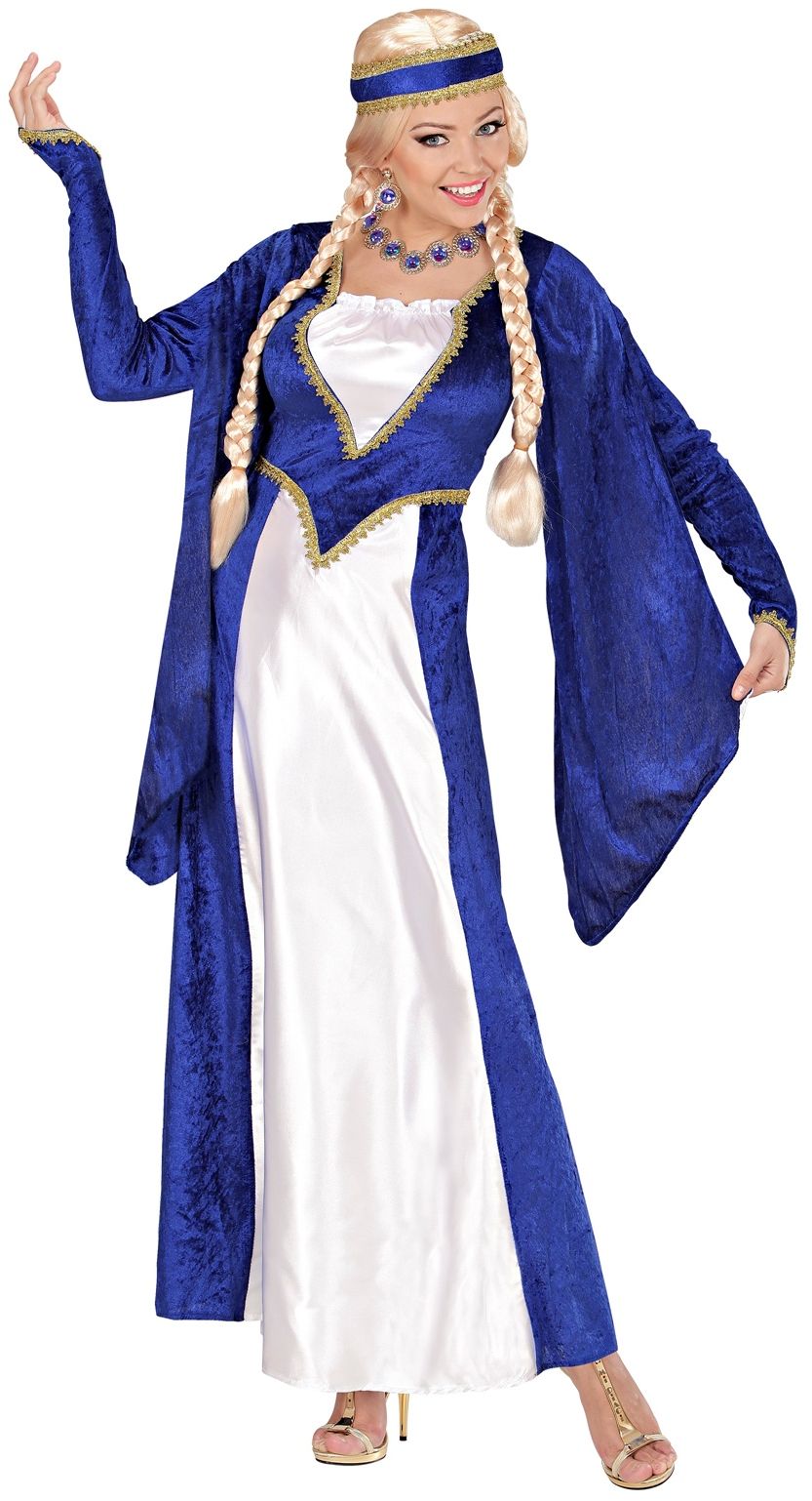 Renaissance koningin jurk dames blauw