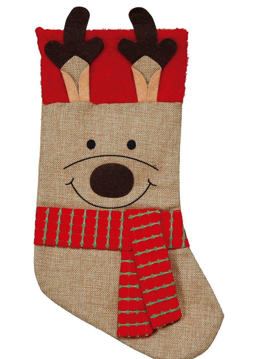 Rendier Cadeau Sok Kerstmis Jute 50cm