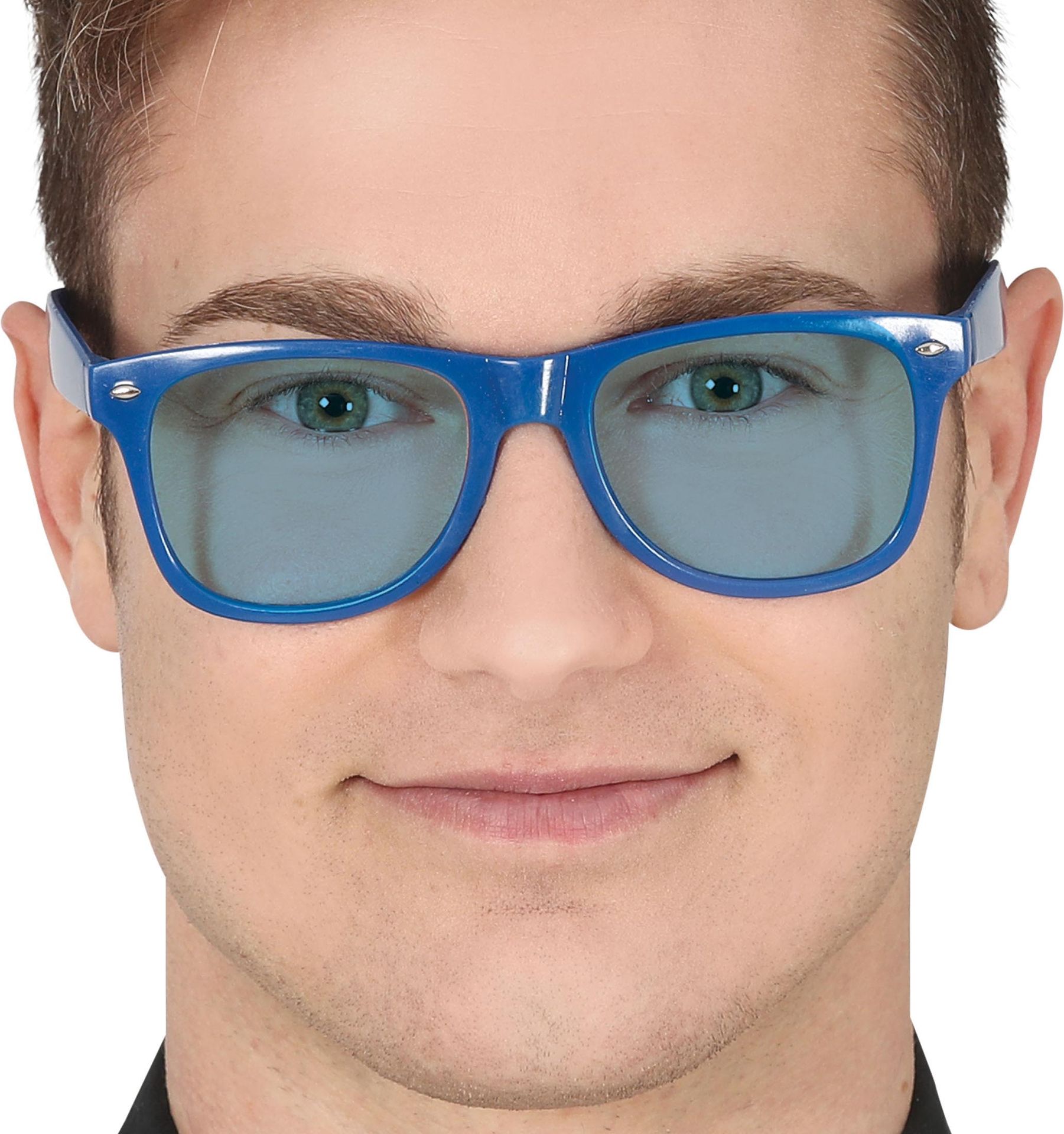 Retro 80's Blauwe Bril met Blauwe Glazen