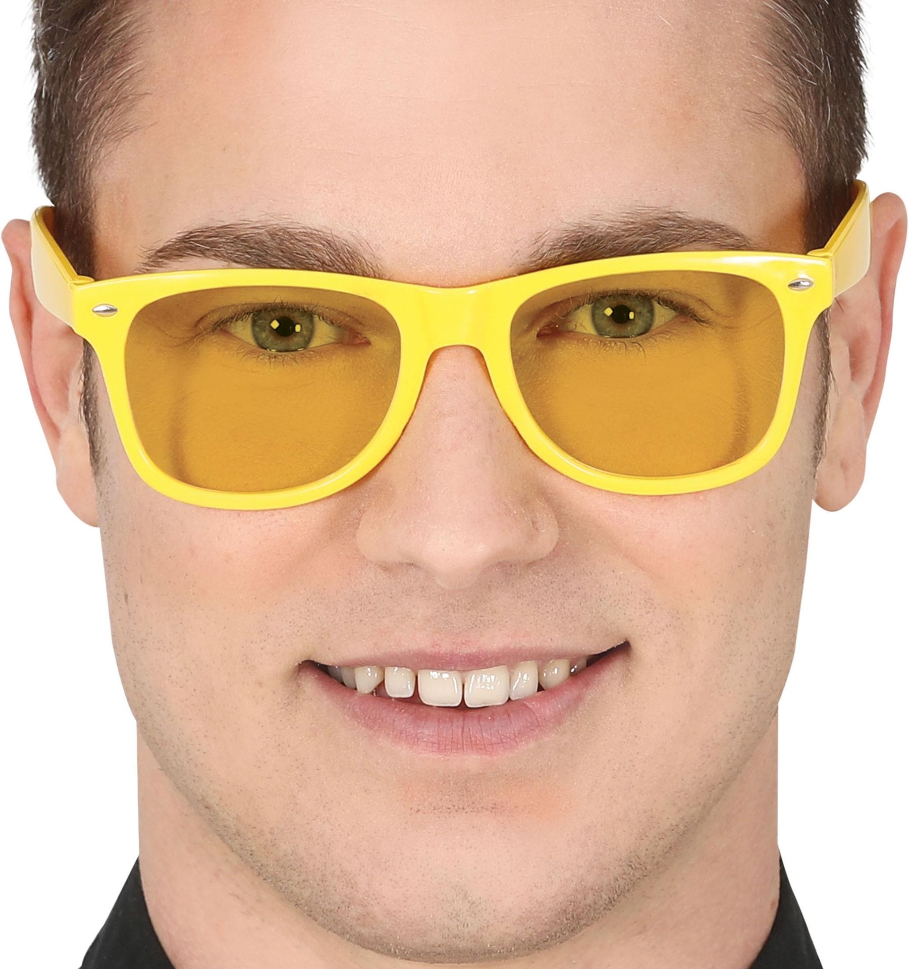 Retro 80's Gele Bril met Gele Glazen