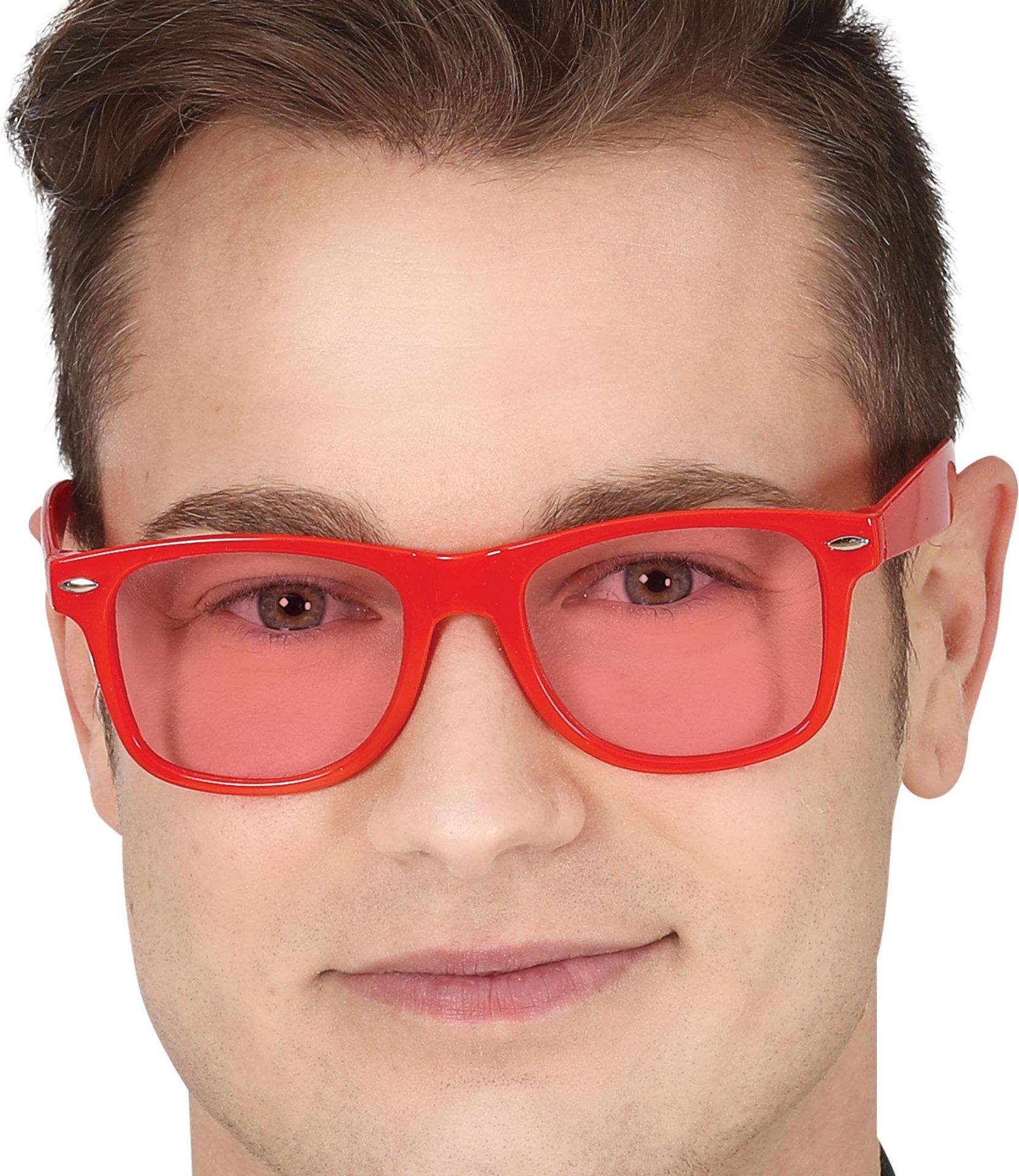 Retro 80's Rode Bril met Rode Glazen