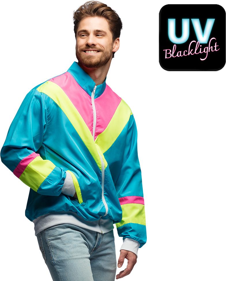 Retro Neon Blauw Trainingsjasje Heren