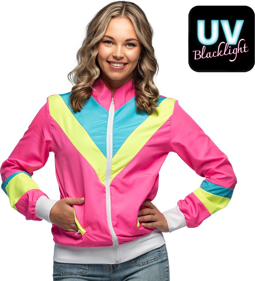 Retro Neon Roze Trainingsjasje Dames