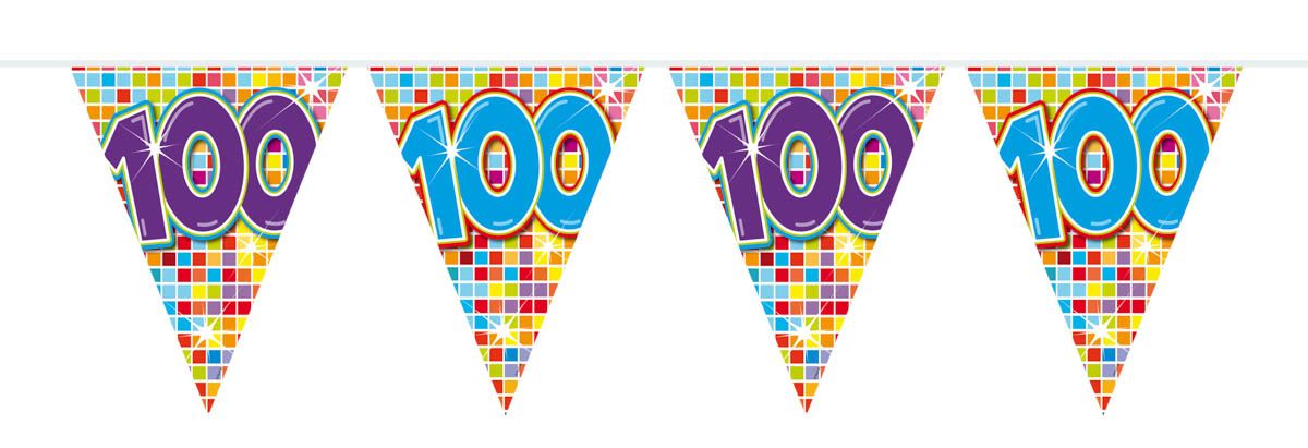 Retro verjaardag 100 jaar mini vlaggenlijn 3 meter