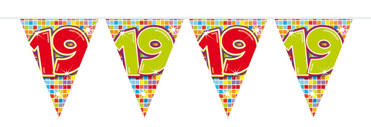 Retro Verjaardag 19 Jaar Mini Vlaggenlijn 3 Meter