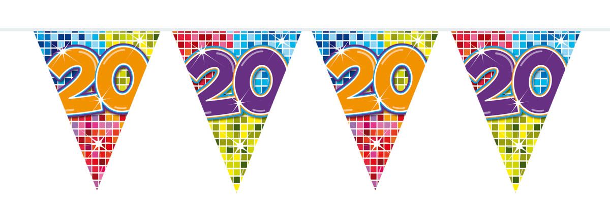Retro Verjaardag 20 Jaar Mini Vlaggenlijn 3 Meter