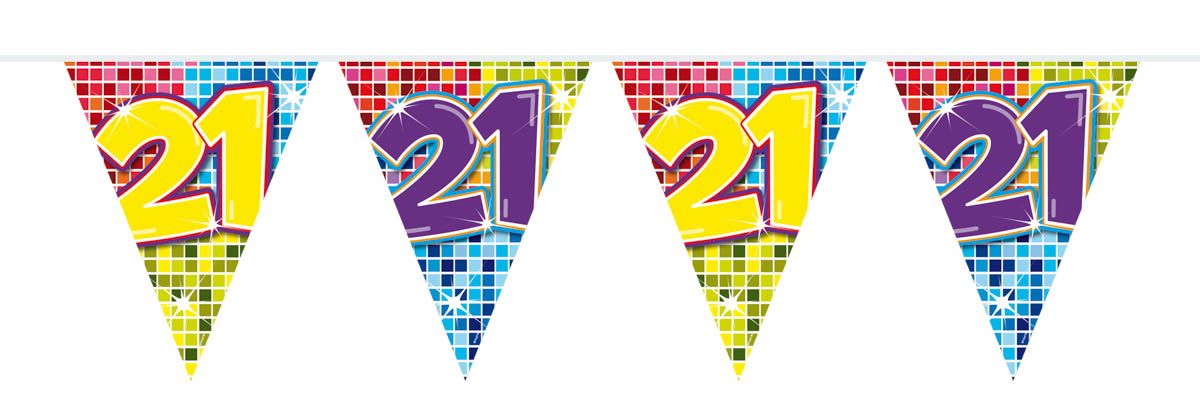 Retro Verjaardag 21 Jaar Mini Vlaggenlijn 3 Meter