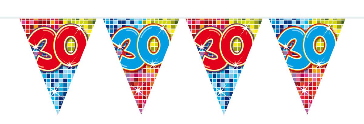 Retro Verjaardag 30 Jaar Mini Vlaggenlijn 3 Meter