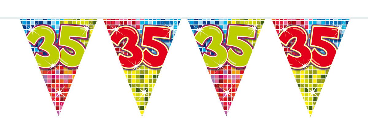 Retro verjaardag 35 jaar mini vlaggenlijn 3 meter