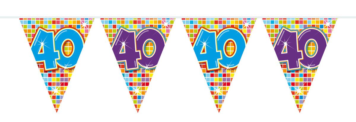 Retro verjaardag 40 jaar mini vlaggenlijn 3 meter