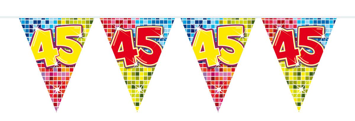 Retro Verjaardag 45 Jaar Mini Vlaggenlijn 3 Meter