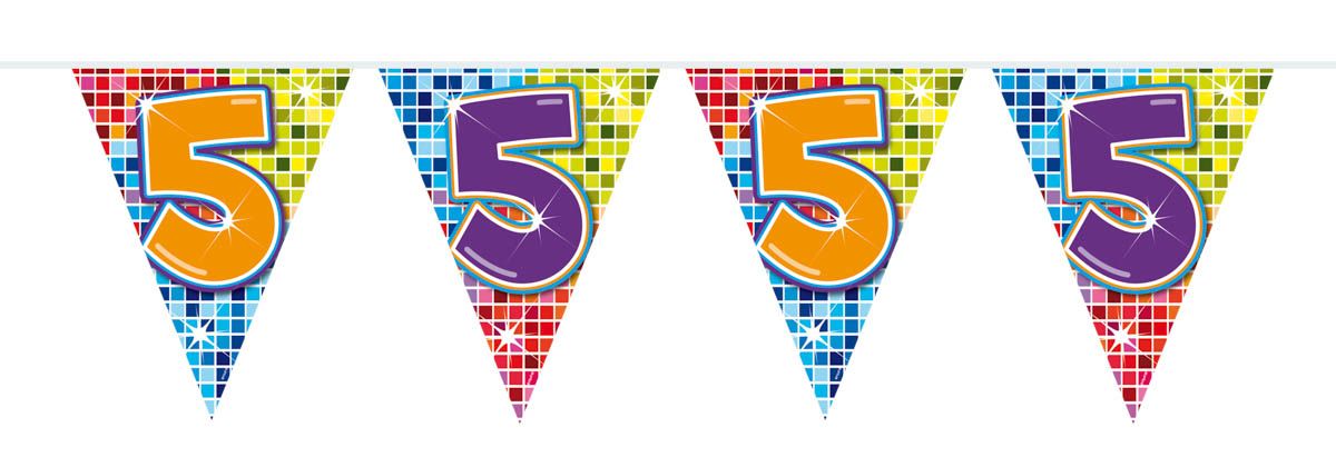 Retro Verjaardag 5 Jaar Mini Vlaggenlijn 3 Meter