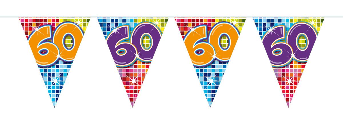 Retro verjaardag 60 jaar mini vlaggenlijn 3 meter