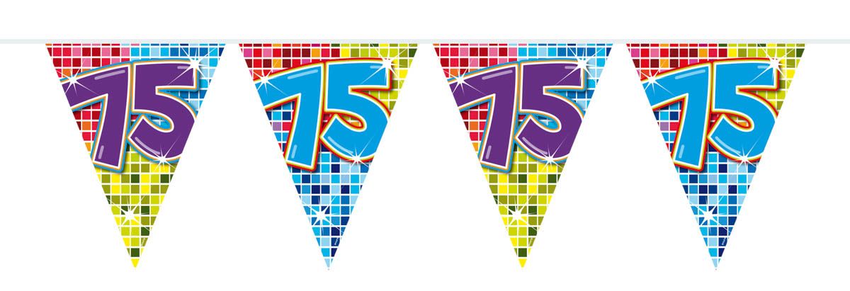 Retro Verjaardag 75 Jaar Mini Vlaggenlijn 3 Meter