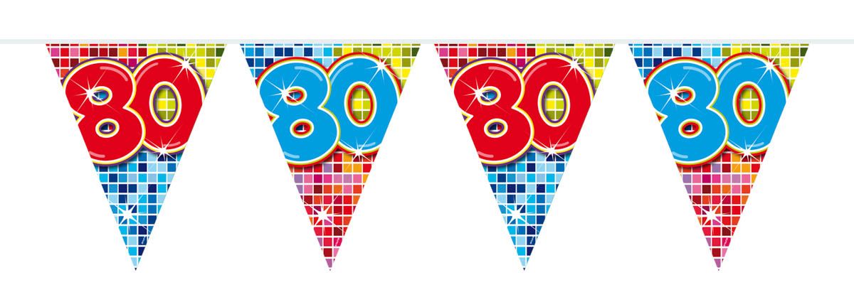 Retro verjaardag 80 jaar mini vlaggenlijn 3 meter