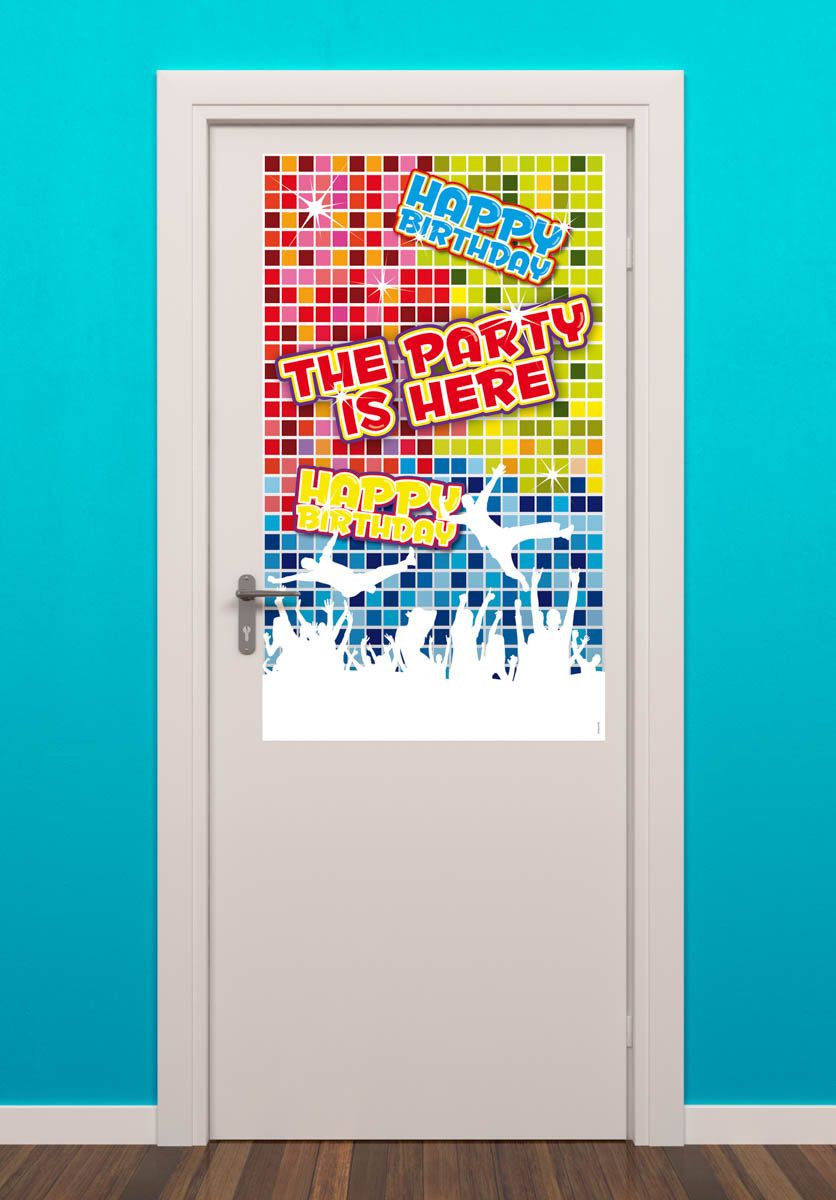 Retro Verjaardag Blocks Deurposter