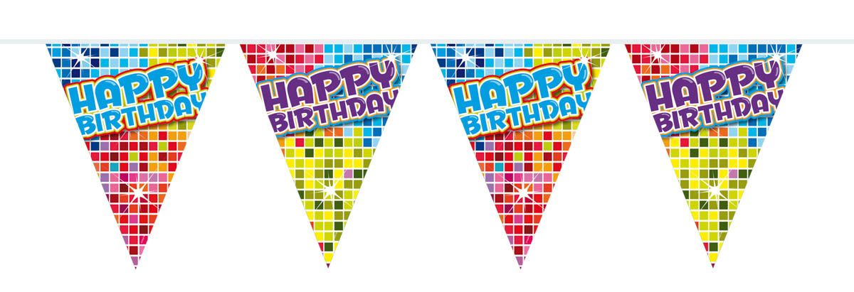 Retro Verjaardag Happy Birthday Mini Vlaggenlijn 3 Meter
